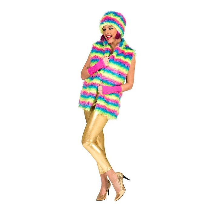 Funny Fashion Gilet arc-en-ciel - Gilet arc-en-ciel en peluche pour femme