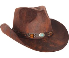 Partyline Cowboy hat leather look brown