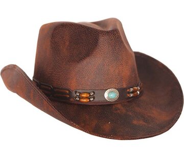 Partyline Cowboy hat leather look brown