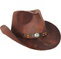 Chapeau cowboy aspect cuir marron - Chapeau western pour adulte