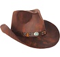 Cowboy hat leather look brown - Western hat for adults