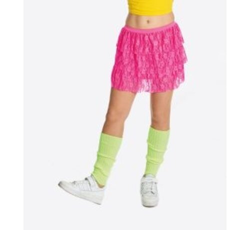 Partyline Neon roze tutu -Neon roze kanten rokje