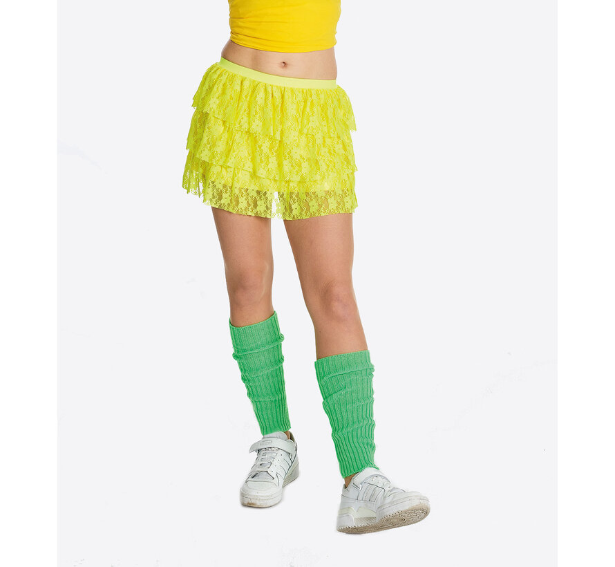 Neon yellow tutu -Neon yellow lace skirt