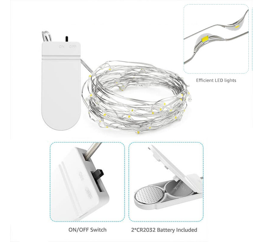 HighBrite 40 Led Cord 2 m on battery - White