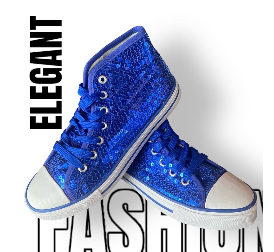 Sneaker blauwe  glitter schoenen - Hoogwaardige afwerking - maat 38