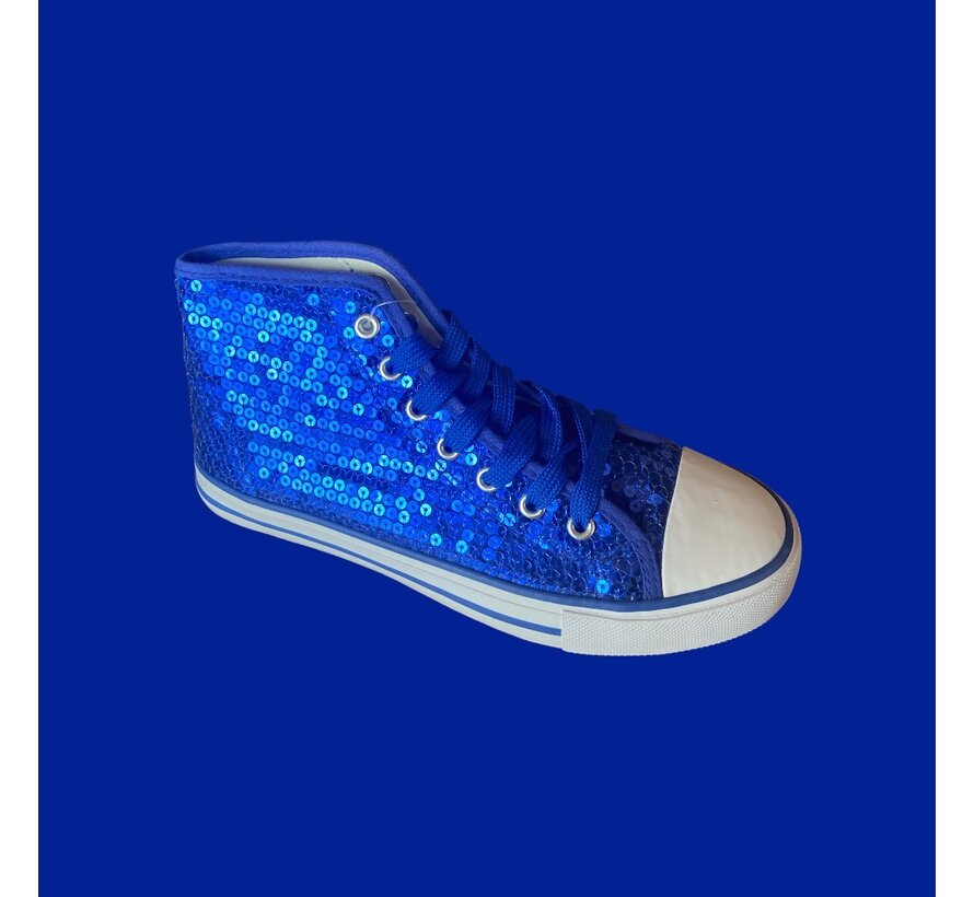 Sneaker blauwe  glitter schoenen - Hoogwaardige afwerking - maat 38