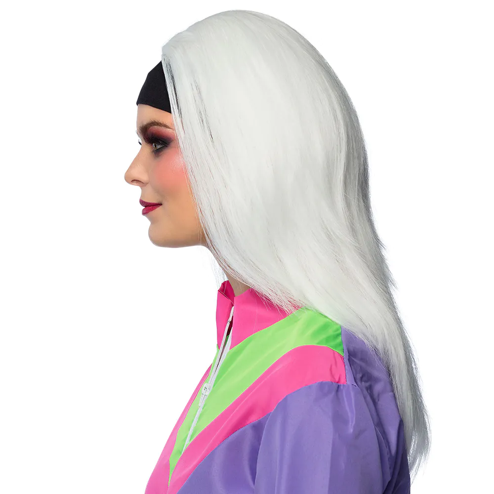 Boland Stijlvolle Witte Retro Pruik met Zwarte Haarband - Boland Vintage Collectie