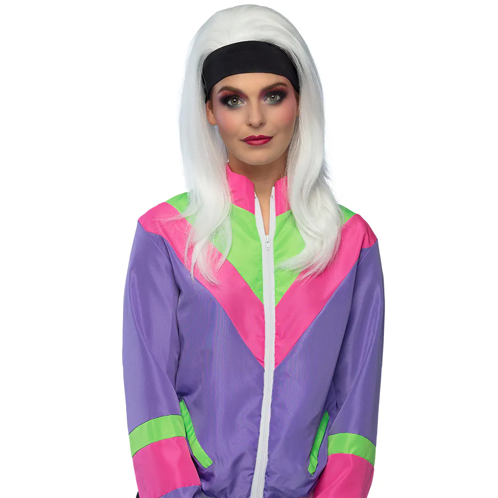 Boland Stijlvolle Witte Retro Pruik met Zwarte Haarband - Boland Vintage Collectie