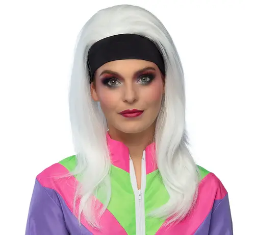 Boland Stylish White Retro Wig with Black Hairband -- Boland Vintage Collection