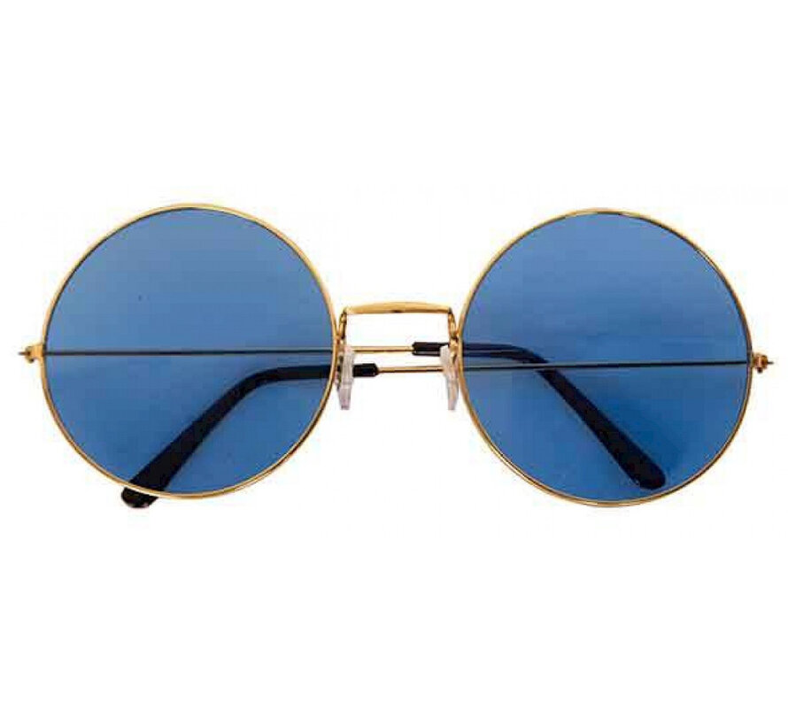 Hippie blue round XL glasses for adults  - Ideal for festivals and Flower Power themed parties