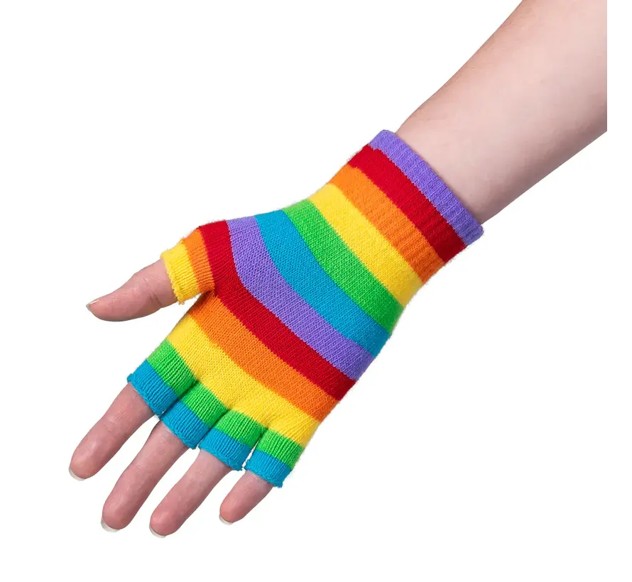 Regenboog handschoenen - Regenboog handschoenen zonder vinger toppen
