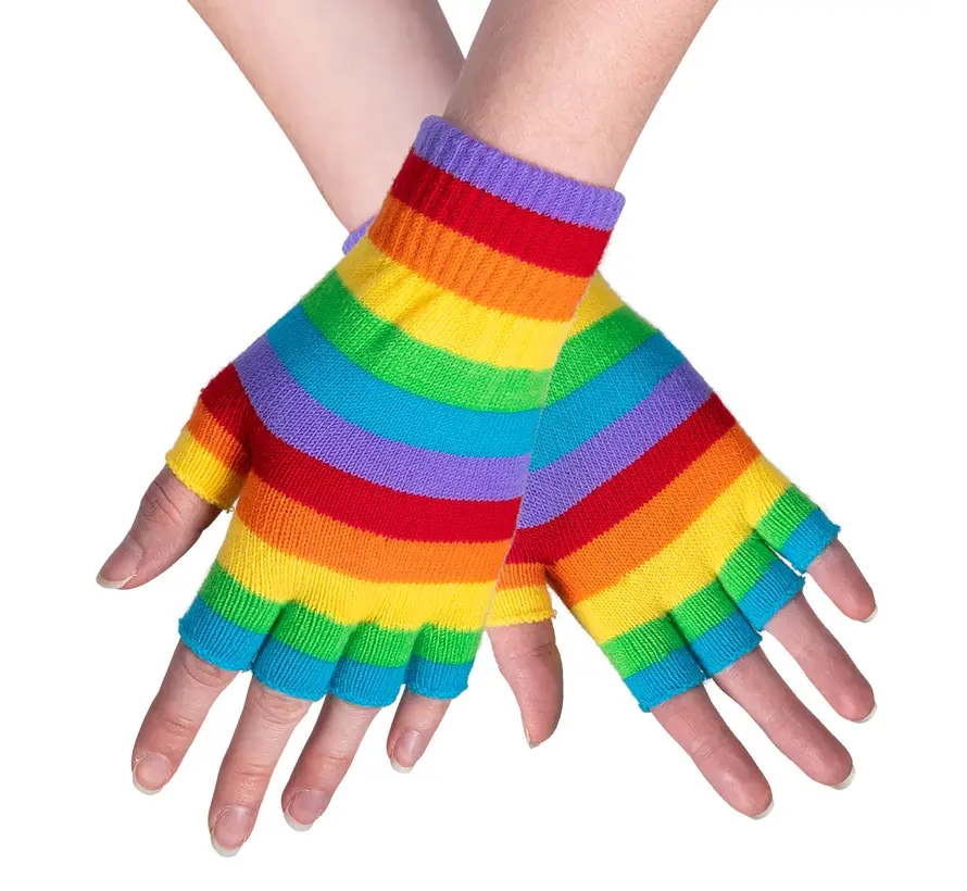 Regenboog handschoenen - Regenboog handschoenen zonder vinger toppen