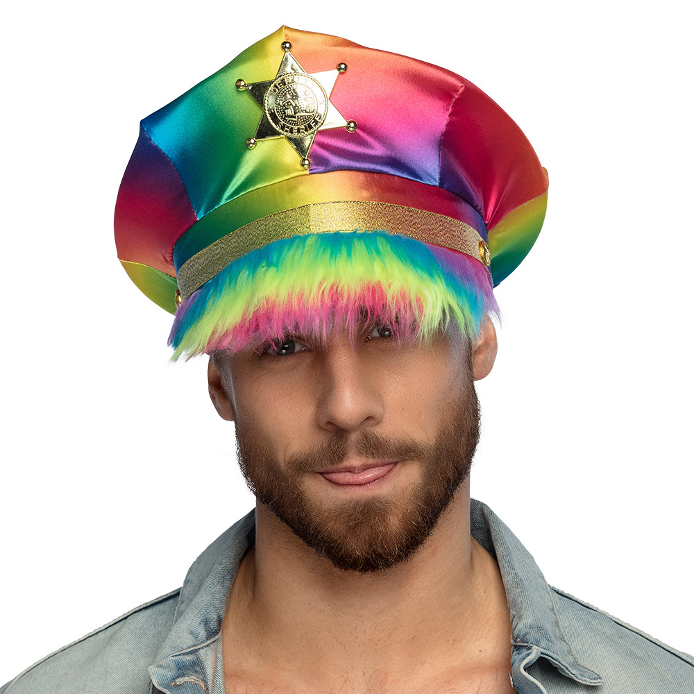 Boland Casquette Rainbow Sheriff - Casquette de police arc-en-ciel avec capuche moelleuse