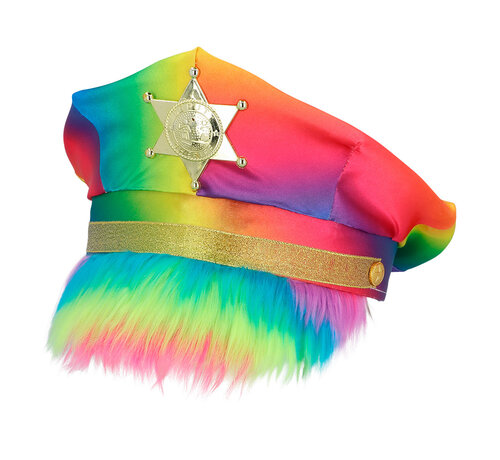 Boland Regenboog Sheriff pet - Regenboog politiepet met fluffy kap