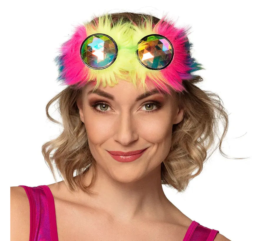 Rainbow Party Glasses Rave - Lunettes de fête avec peluche arc-en-ciel