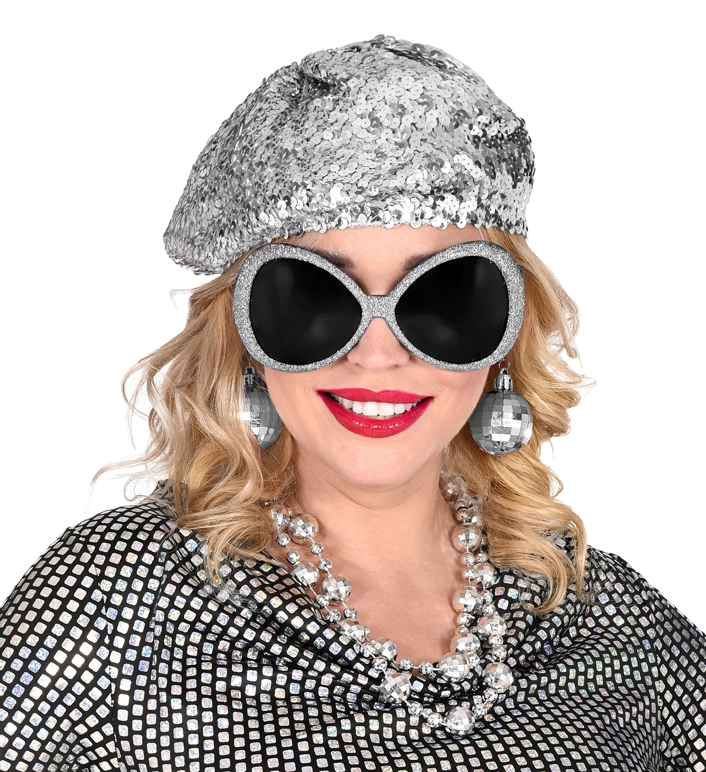 Widmann Disco accessoires verkleedset Babe - Zilveren disco verkleedset