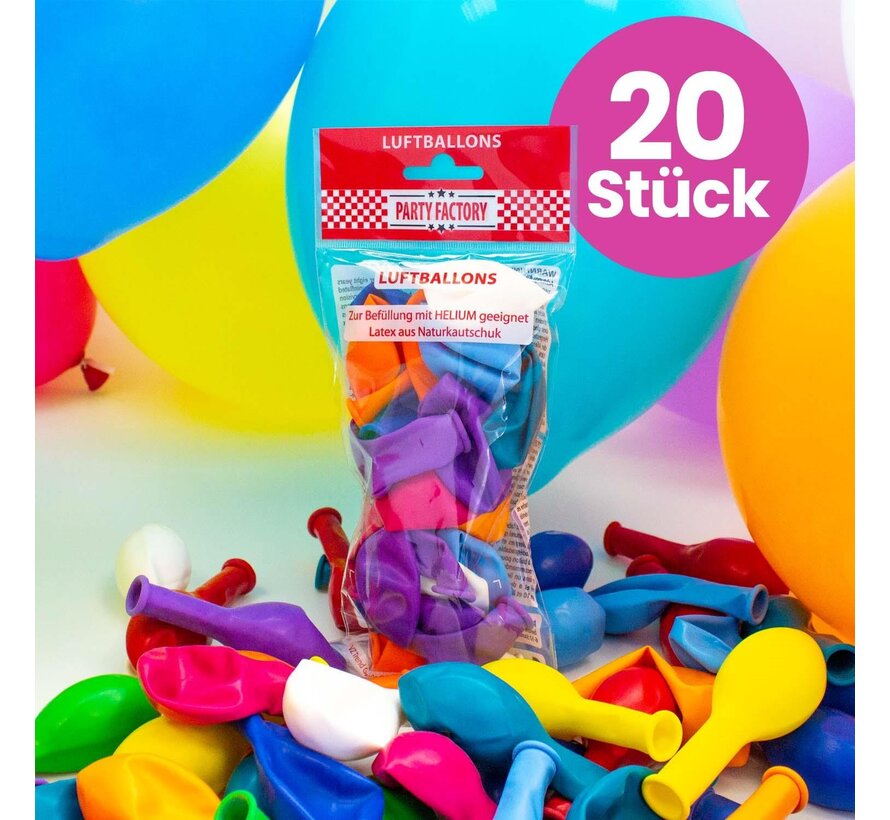Helium balloons 20 pieces with balloon gas (0.14m³) and 100m cord