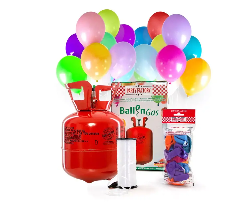 Helium balloons 20 pieces with balloon gas (0.14m³) and 100m cord