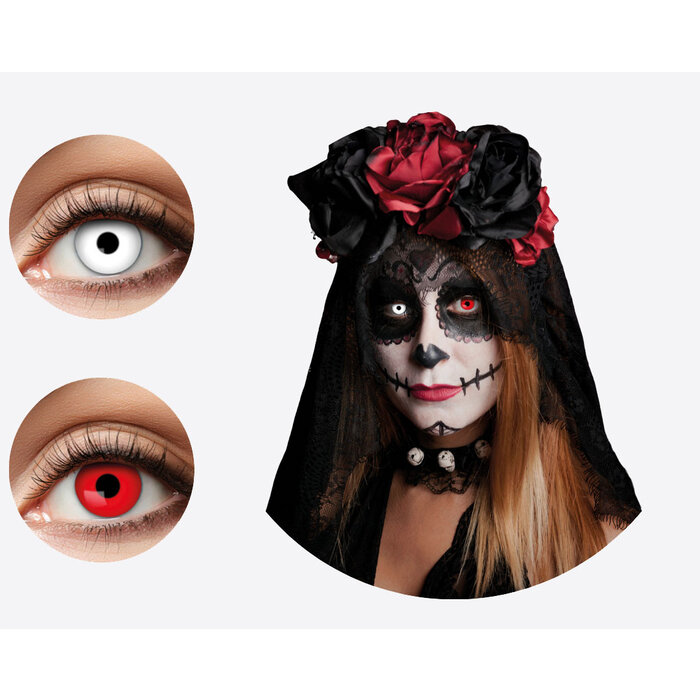 Eyecatcher Duo Kleurlenzen Red vs White- Unieke Fantasie lenzen - 2 kleuren