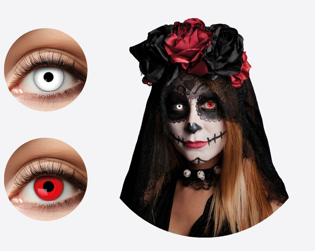 Eyecatcher Duo Kleurlenzen Red vs White- Unieke Fantasie lenzen - 2 kleuren