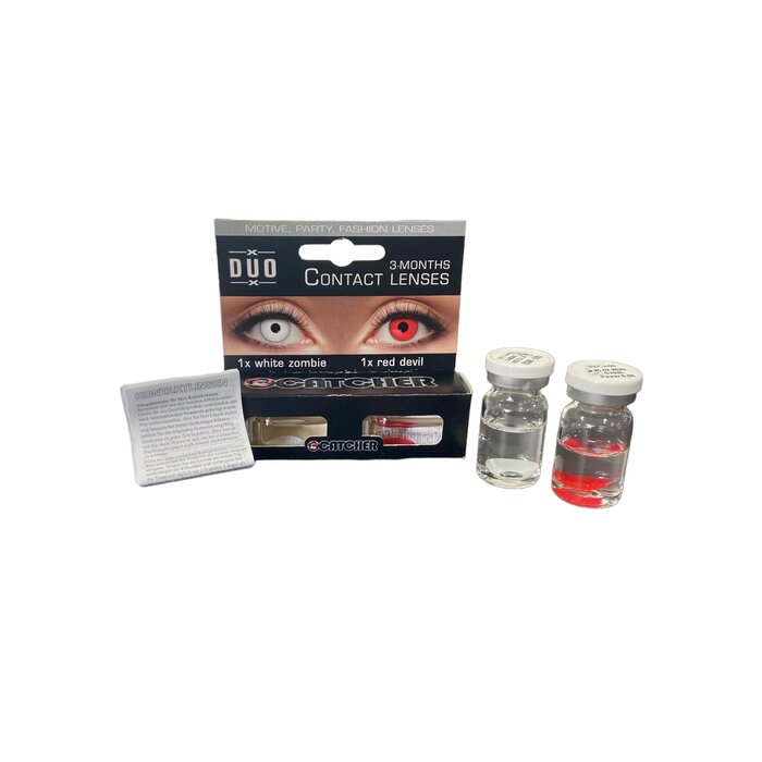 Zoelibat - Eyecatcher Lentilles Duo Color Rouge vs Blanc - Lentilles Unique Fantasy - 2 couleurs