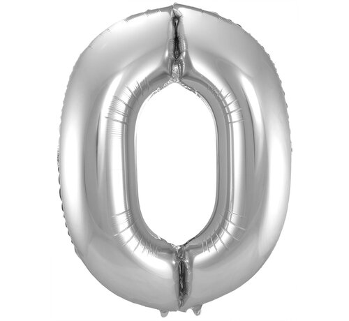 FOLAT  Foil Balloon Shaped Number 0 Silver (86 cm) - Number foil balloon