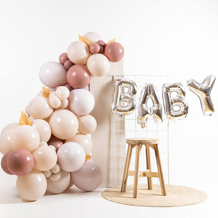 FOLAT Folie Ballonnen Set Baby in het zilver - Letter hoogte 36 cm