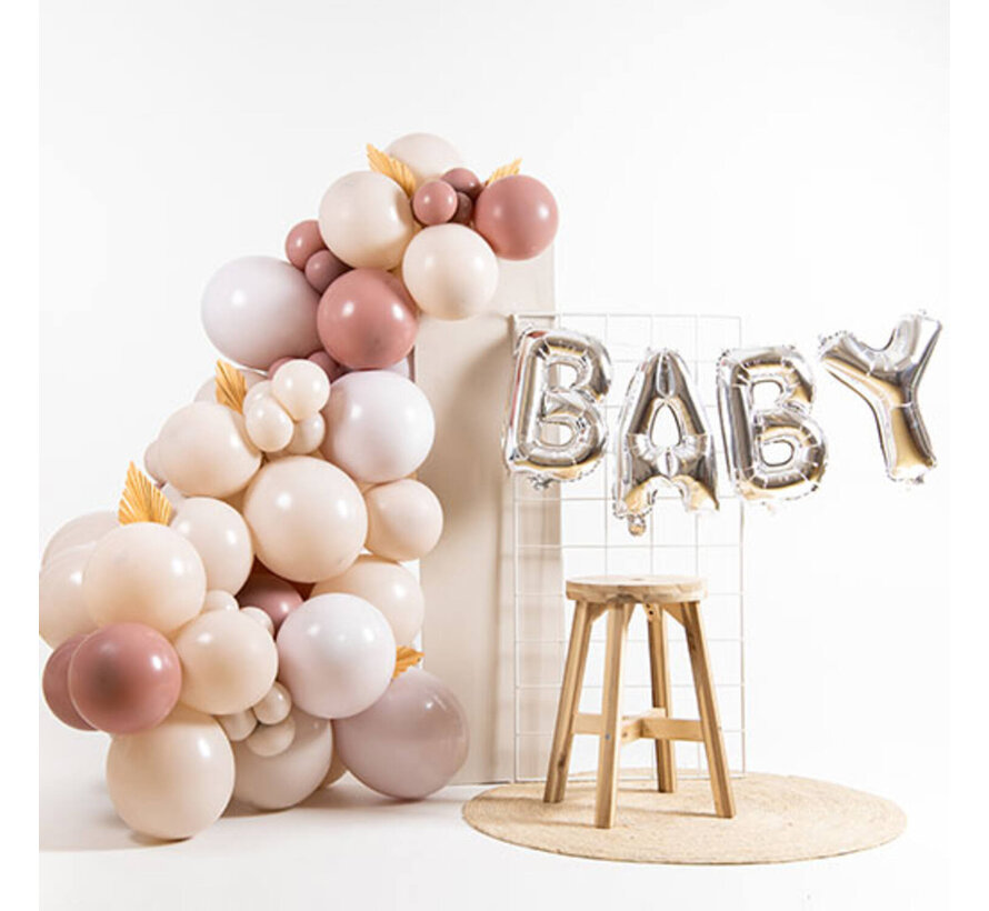 Set de ballons aluminium Baby Argent - Hauteur lettre 36 cm