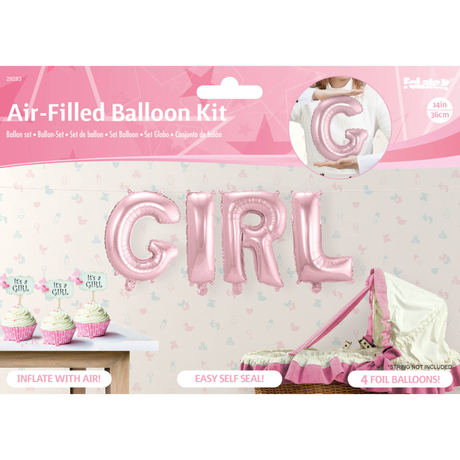 FOLAT Foil Balloon Set Girl in light rose - Letter height 36 cm