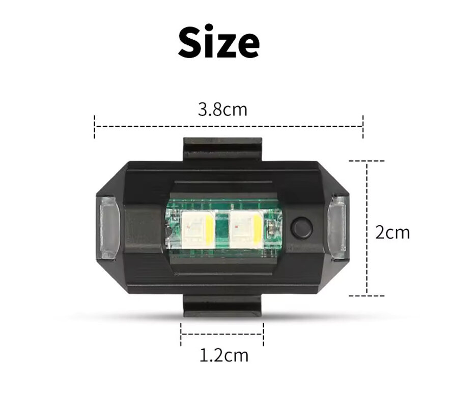 Lumière stroboscopique LED 7 couleurs - Chargement USB - Stroboscope pour drone, voiture, vélo, discothèque et éclairage de costume