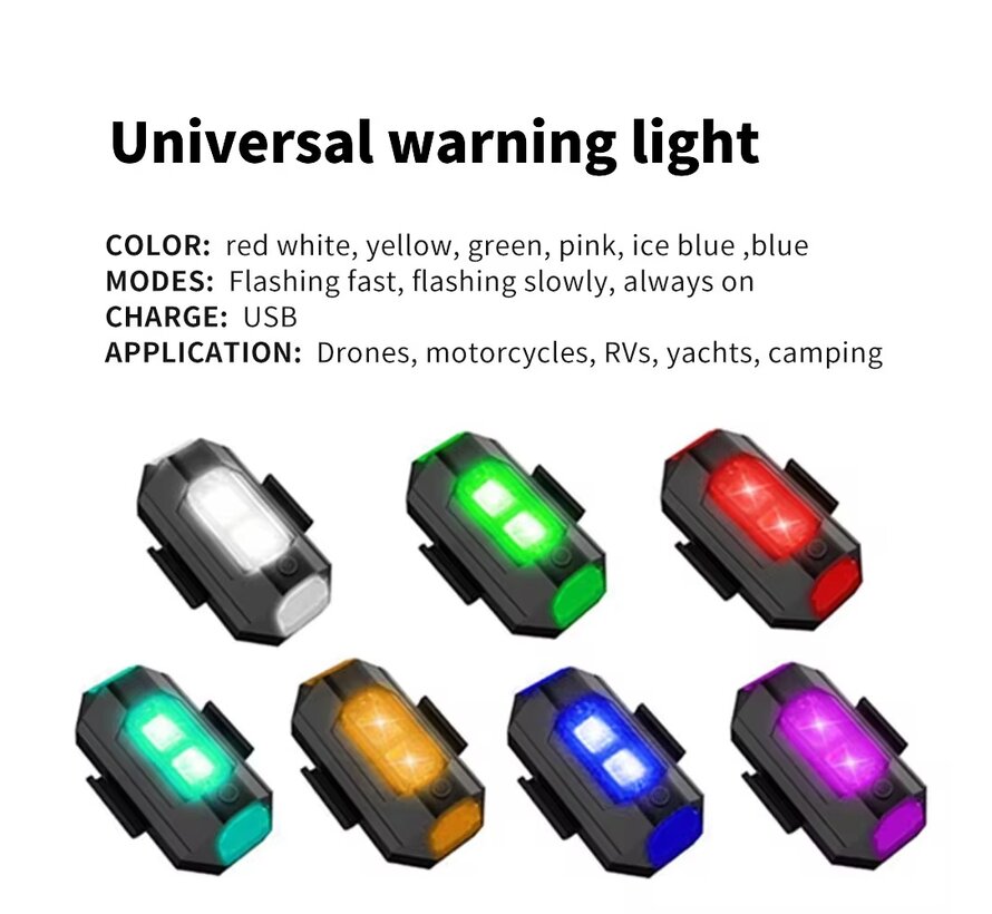 Lumière stroboscopique LED 7 couleurs - Chargement USB - Stroboscope pour drone, voiture, vélo, discothèque et éclairage de costume