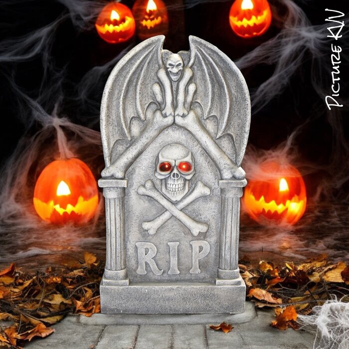 Partyline Pierre tombale de luxe Halloween RIP 99 cm - Pierre tombale décorative avec décoration LED