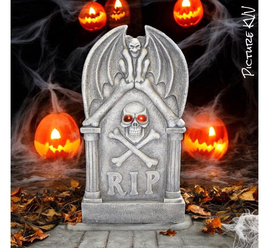 Luxe Halloween grafzerk RIP 99 cm - Decoratie grafsteen met LED decoratie