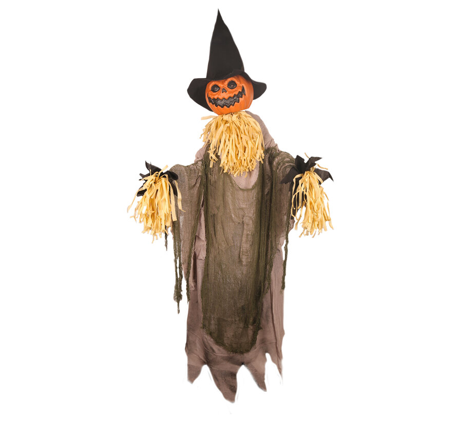 Grand épouvantail citrouille d'Halloween de 200 cm pour une décoration sinistre