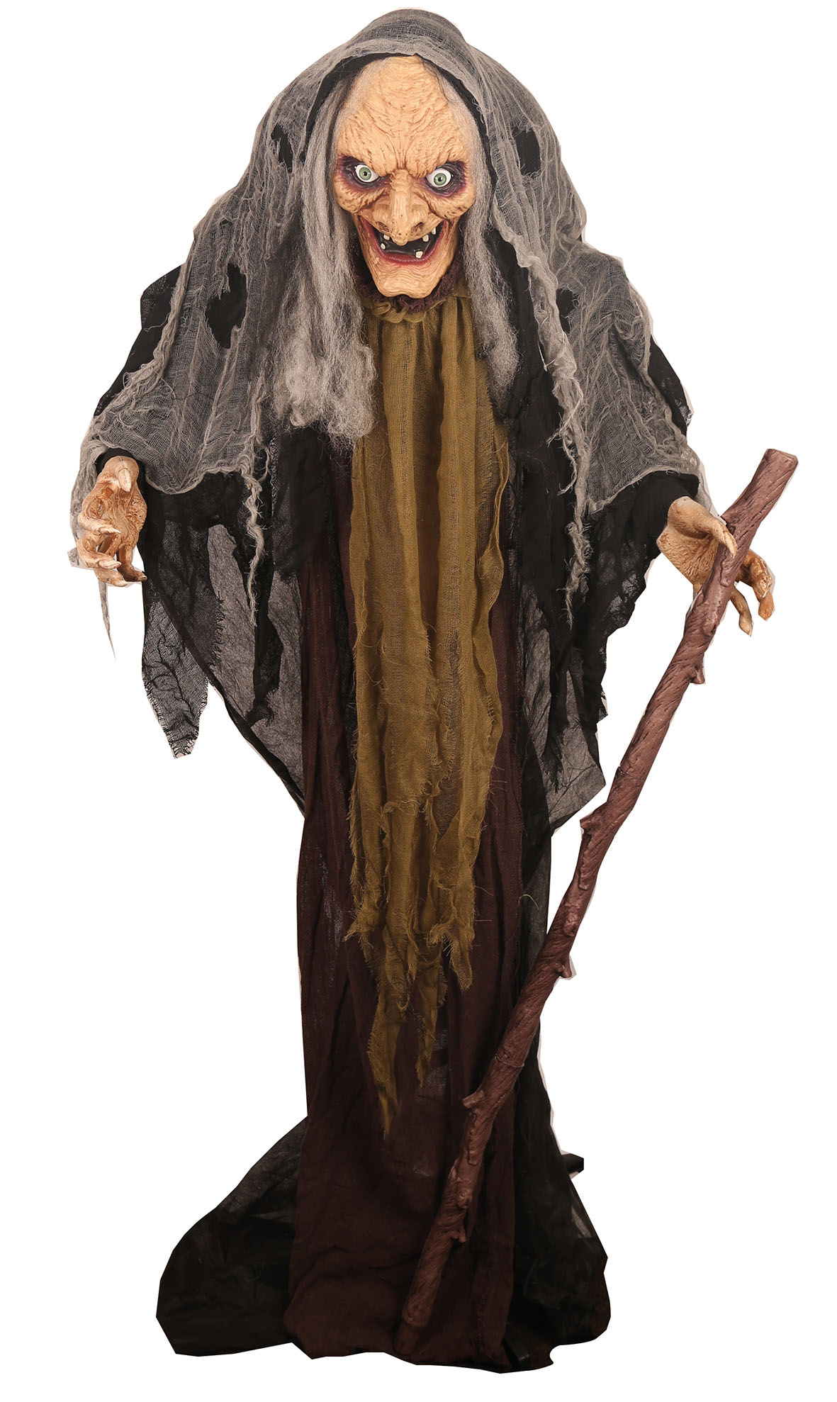 Partyline Spooky 160 cm Witch with Moving Head, Light, and Sound - Ideal for Halloween Decor