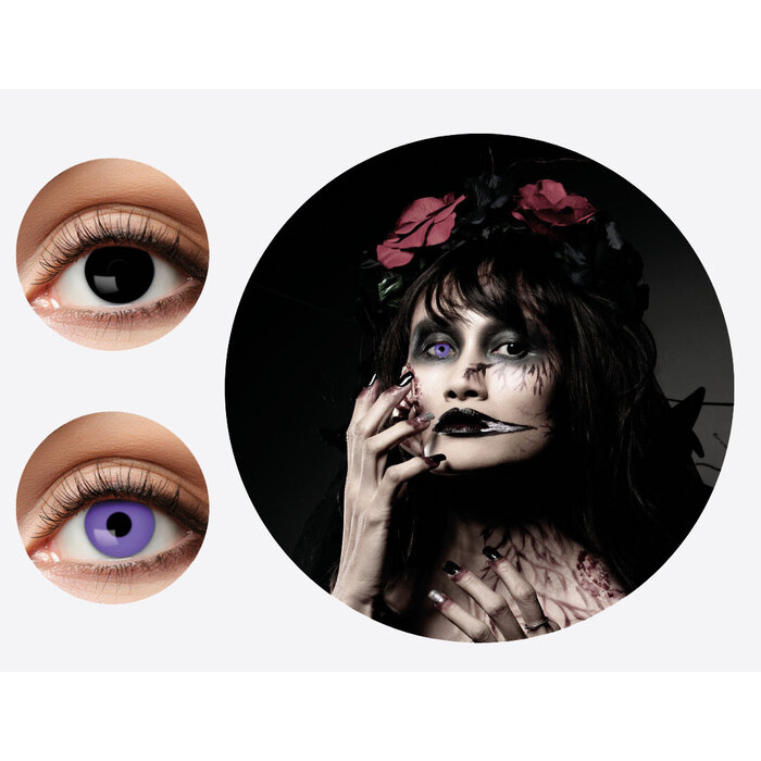 Zoelibat - Eyecatcher Duo Kleurlenzen Zwart vs Paars- Unieke Fantasie lenzen - Zwarte heks - Paarse monster kleurlenzen
