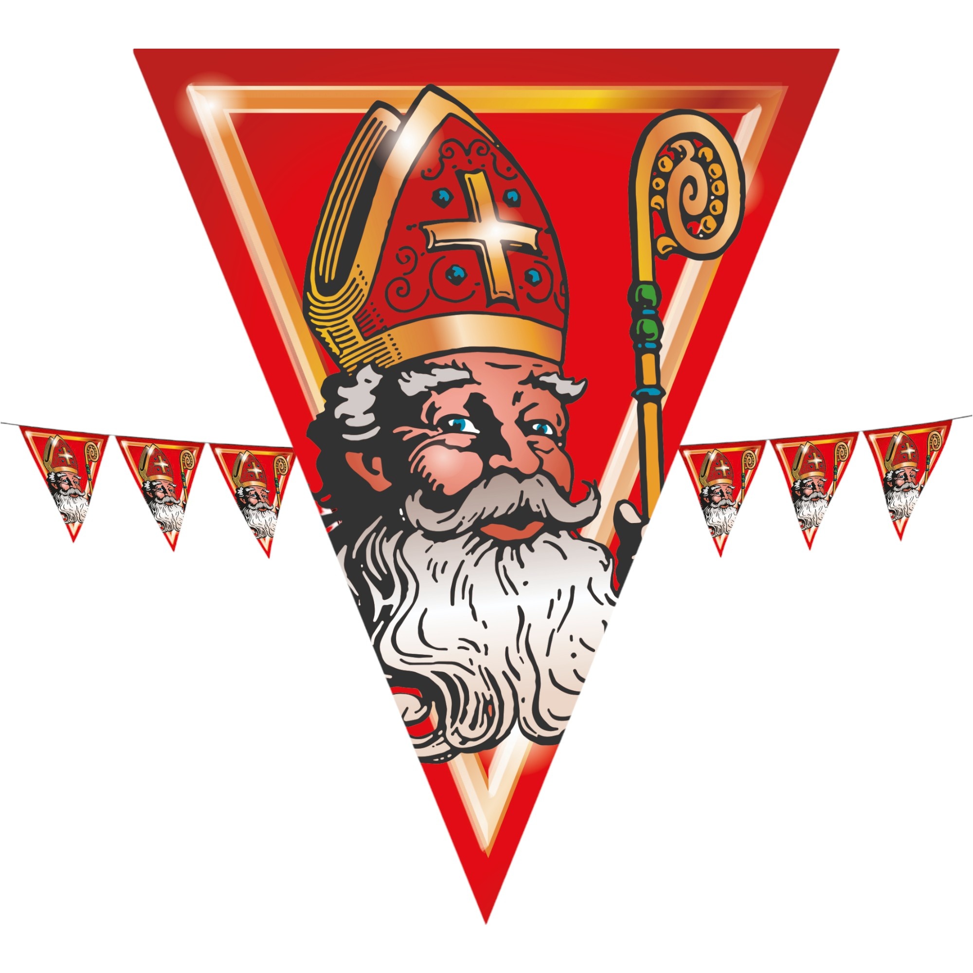 Funny Fashion St Nicolas banner 5 meters - St Nicolas decoration banner 10 flags per 5 meters