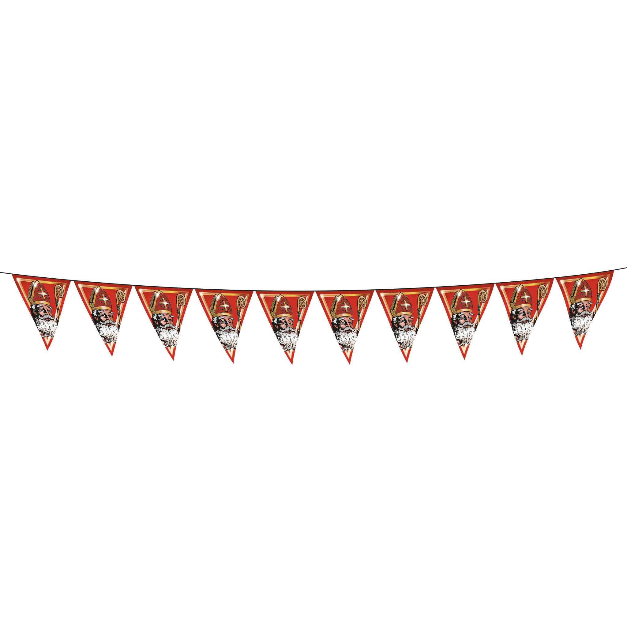 Funny Fashion Sinterklaas vlaggenlijn 5 meter - Sint decoratie vlaggenlijn 10 vlagjes op 5 meter