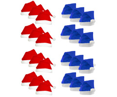 Santa Magix Santa Hats - 24 pieces - Red and Blue Santa Hats