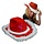Christmas cowboy hat red with fur brim and light-up LED star - Red cowboy hat with LED