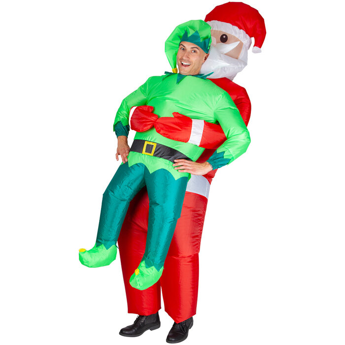 Wicked Costumes Carry Me® opblaasbaar kostuum Kerstman - Carry me kostuum elf/kerstman