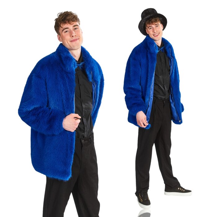 Partyline Carnival Fur Coat for Men - Blue Carnival Vest