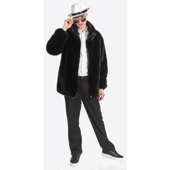 Partyline Manteau de fourrure de carnaval pour homme - Gilet de carnaval noir