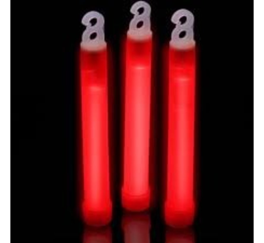 Glow stick red 15 cm - Glow time +/- 6 to 8 hours - Supplied with cord