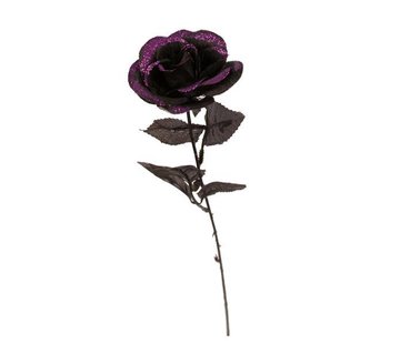 Partyline Black glitter Rose | Halloween deco