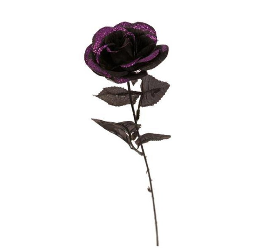 Rose à paillettes noires | Déco Halloween