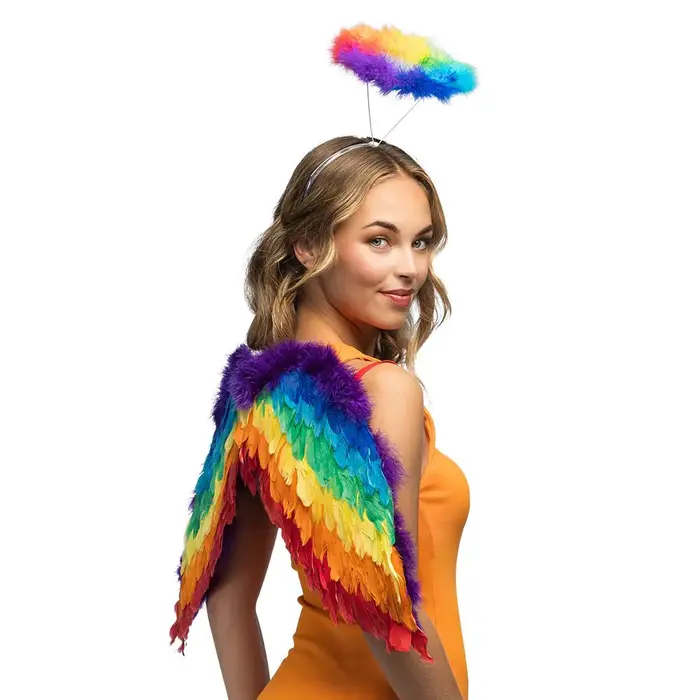 Boland Regenboog Engelenset – Diadeem Halo & Vleugels voor Pride, Carnaval of Festival