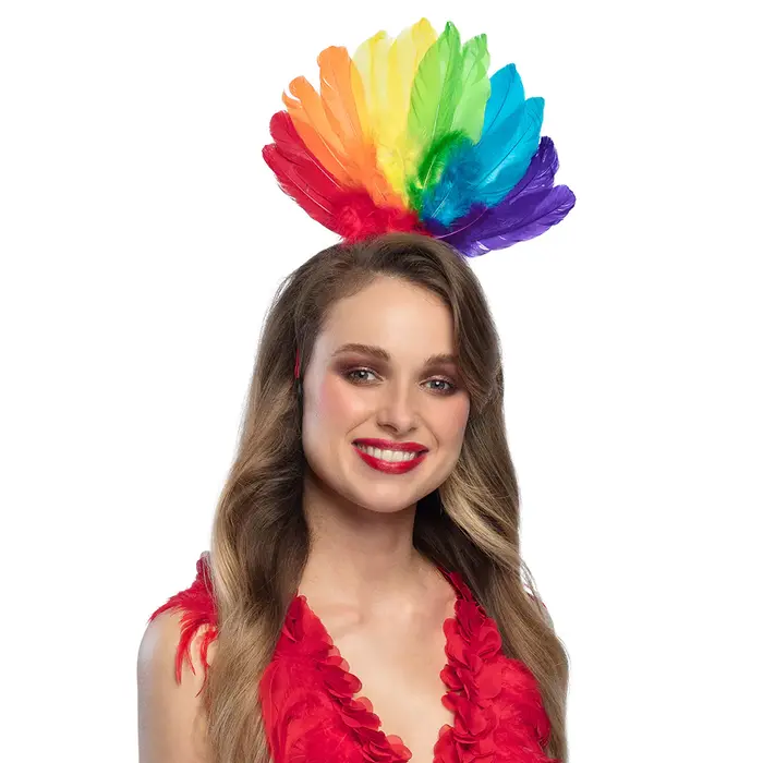 Boland Rainbow Feather Tiara – Fun Hair Accessory for Pride, Festivals or Rainbow Parties