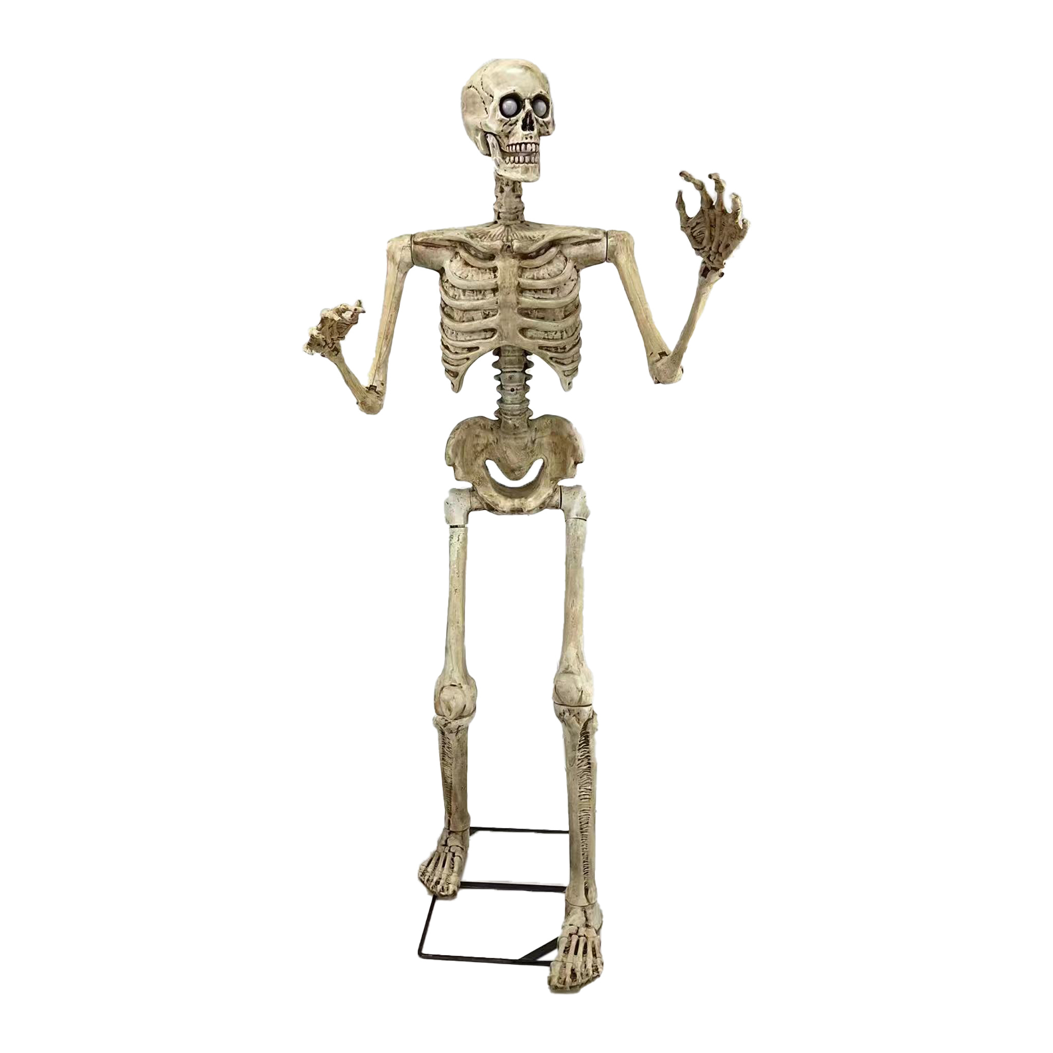 Funny Fashion Giant Skeleton 150cm – Moving Mouth & Arms, Glowing Eyes & Scary Sounds – Halloween Animatronic Decoration