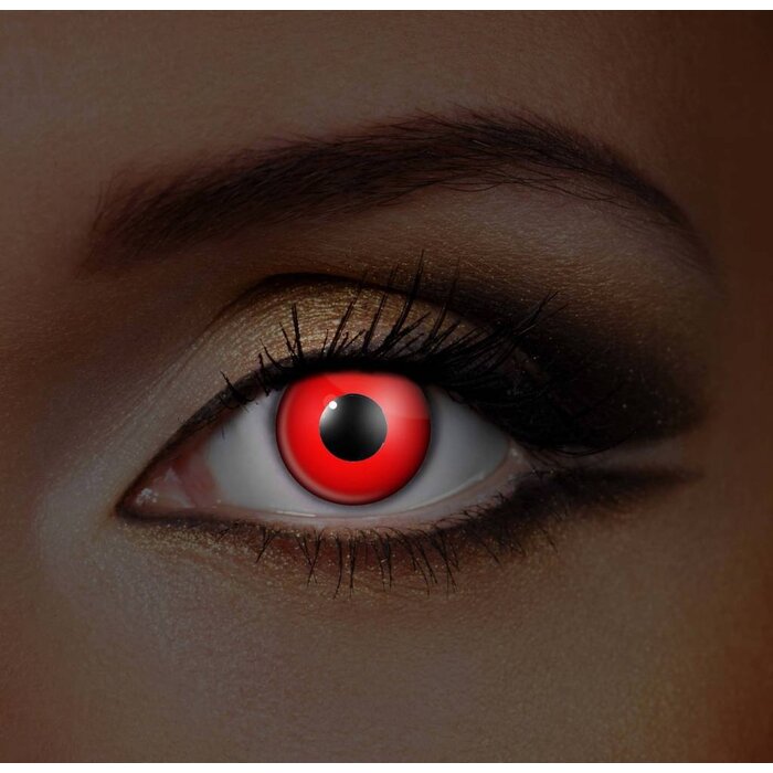 Zoelibat - Eyecatcher UV Reactive Red Contact Lenses – No Prescription – Weekly Wear for Devils, Witches & Halloween Horror Cosplay